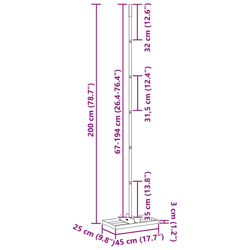 vidaXL Gartenrechen Silber 45 x 25 x 200 cm Edelstahl
