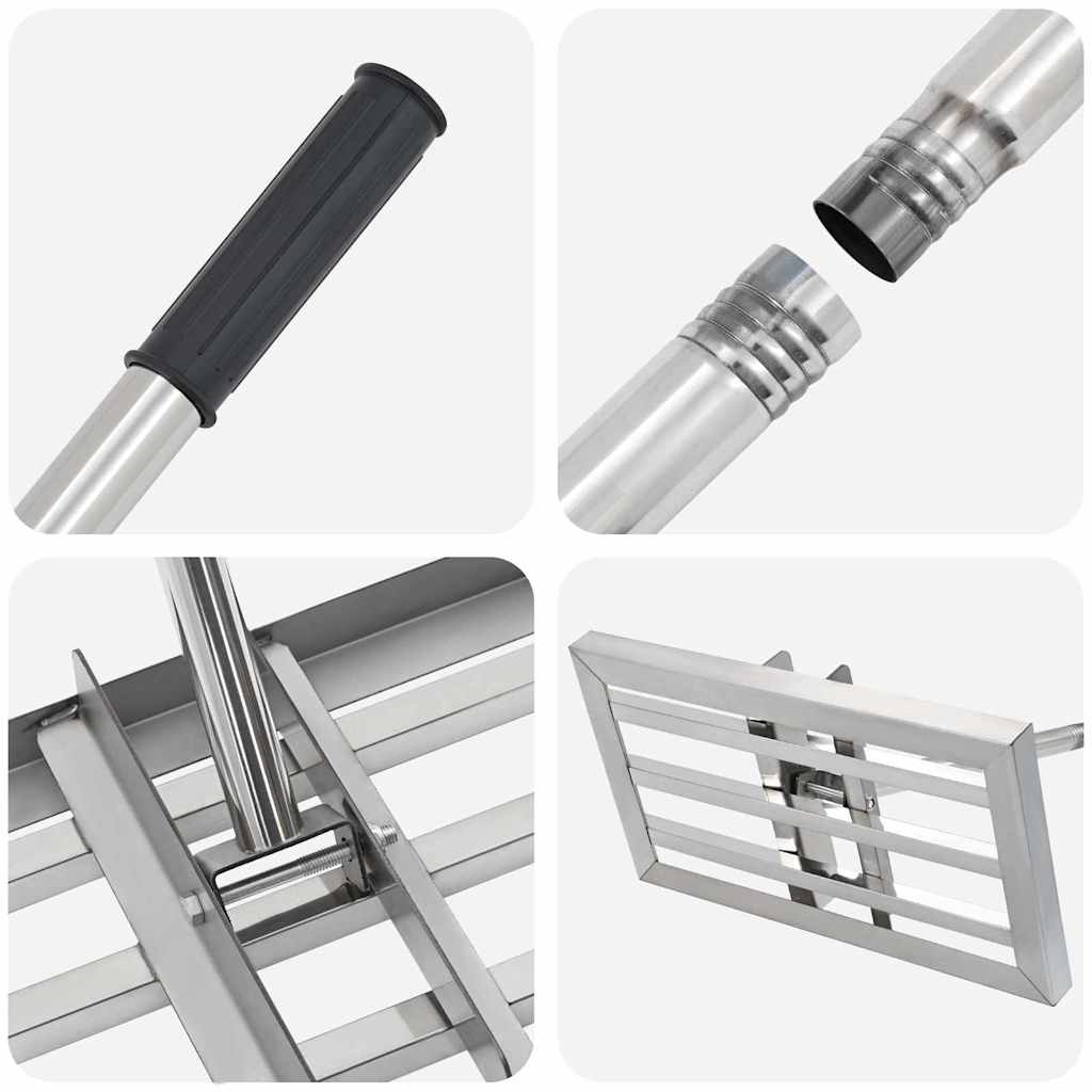 vidaXL Gartenrechen Silber 45 x 25 x 200 cm Edelstahl