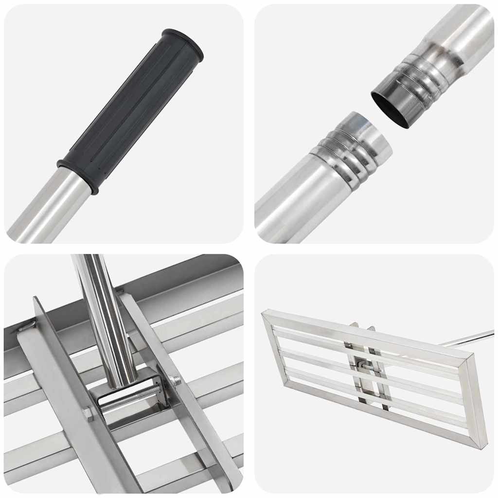 vidaXL Gartenrechen Silber 75 x 25 x 200 cm Edelstahl