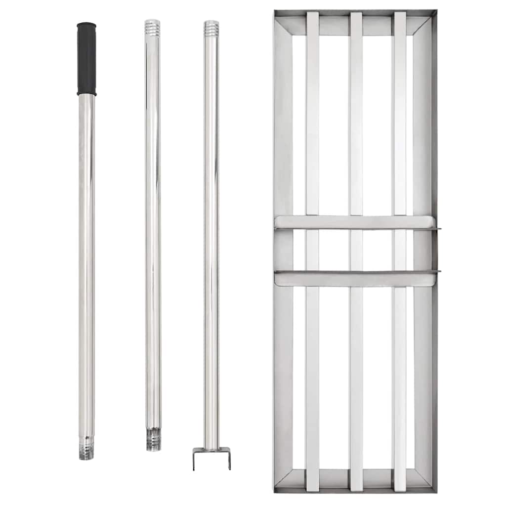 vidaXL Gartenrechen Silber 75 x 25 x 200 cm Edelstahl