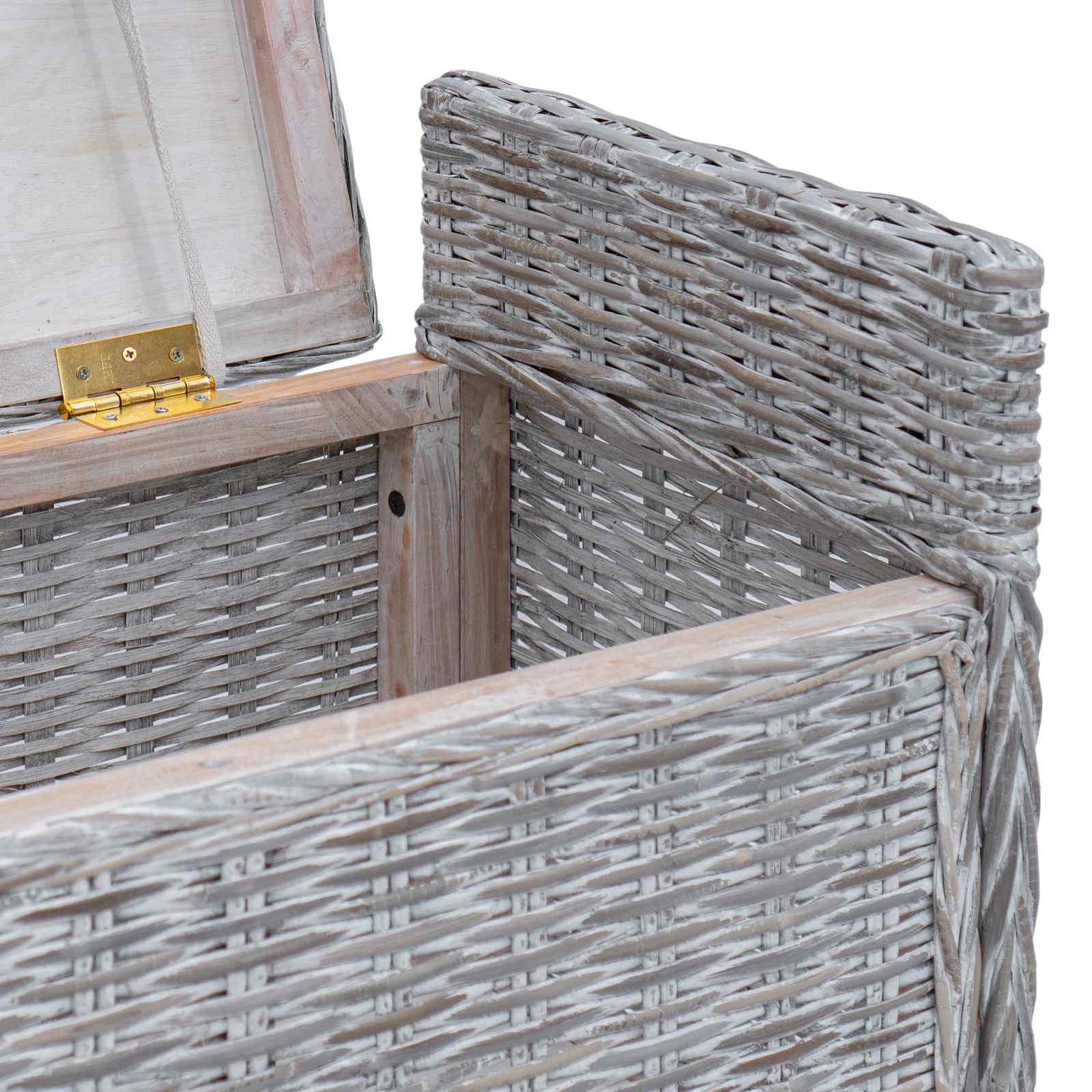 vidaXL Sitzbank mit Stauraum Weiß gewaschen 110 x 40 x 50 cm Rattan