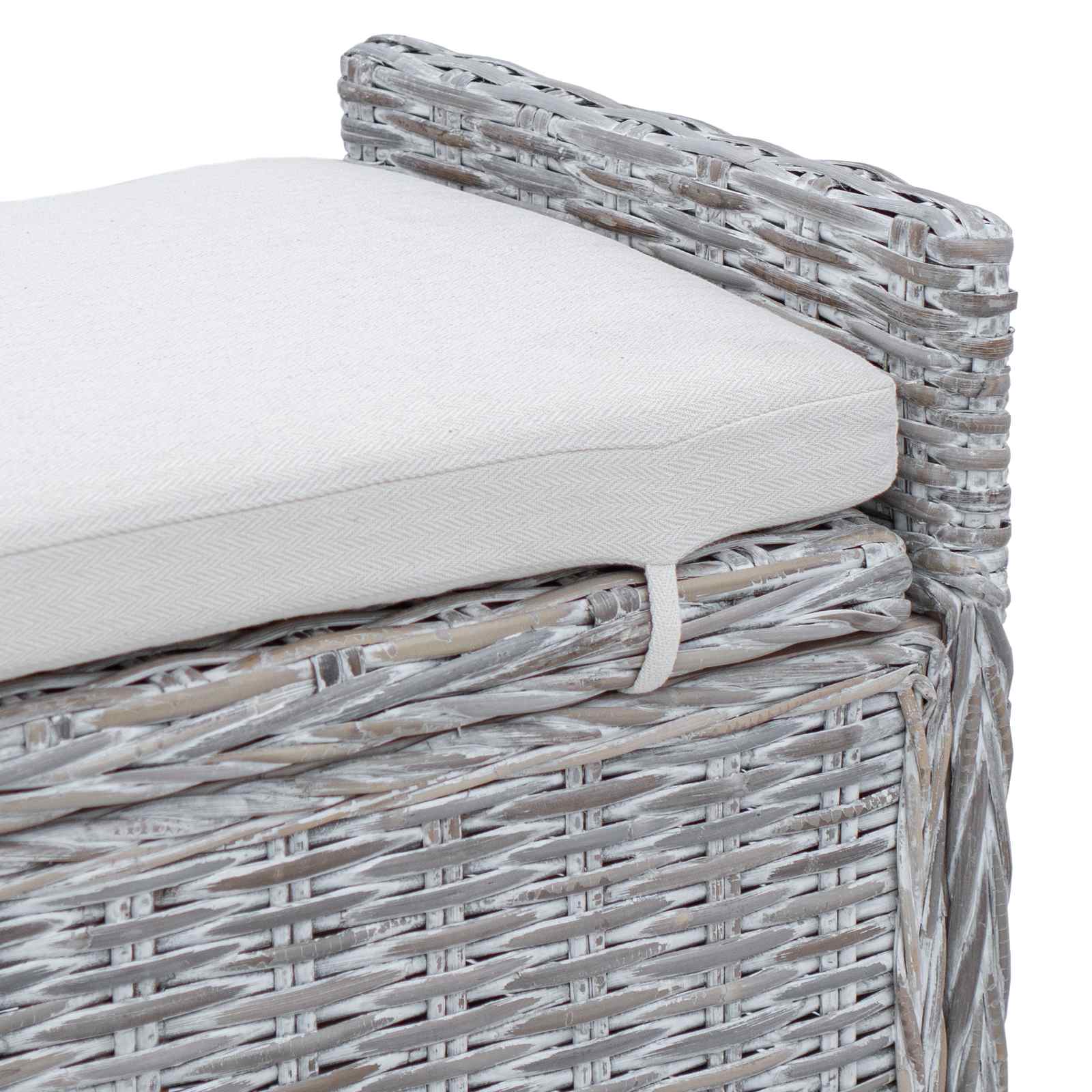 vidaXL Sitzbank mit Stauraum Weiß gewaschen 110 x 40 x 50 cm Rattan