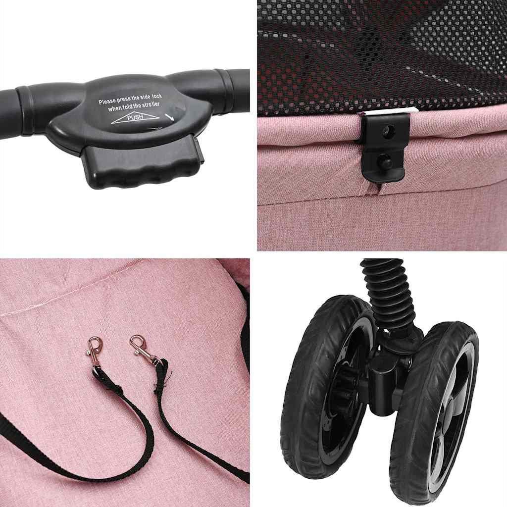 vidaXL Faltbarer Haustierwagen Rosa 81 x 47 x 99 cm Polyester