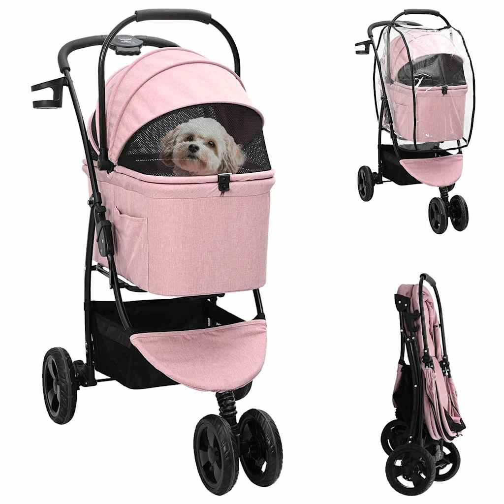 vidaXL Faltbarer Haustierwagen Rosa 81 x 47 x 99 cm Polyester