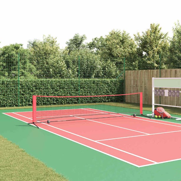 vidaXL Tennisnetz Schwarz und Rot 301 x 90.5 x 87 cm Polyester