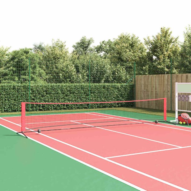 vidaXL Tennisnetz Schwarz und Rot 301 x 90.5 x 87 cm Polyester