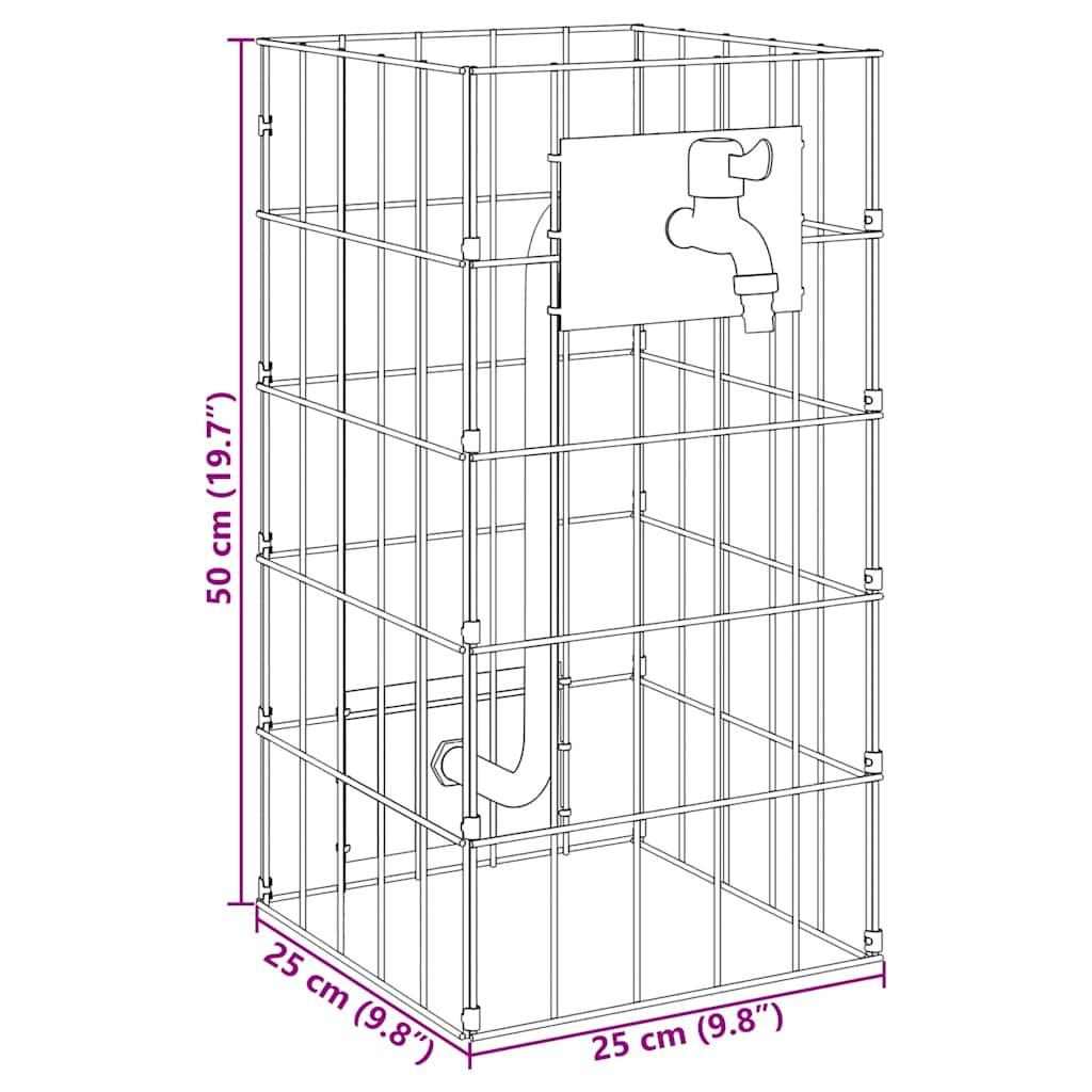 vidaXL Gabionen Wasserhahn Silber 26 x 25 x 50 cm Edelstahl