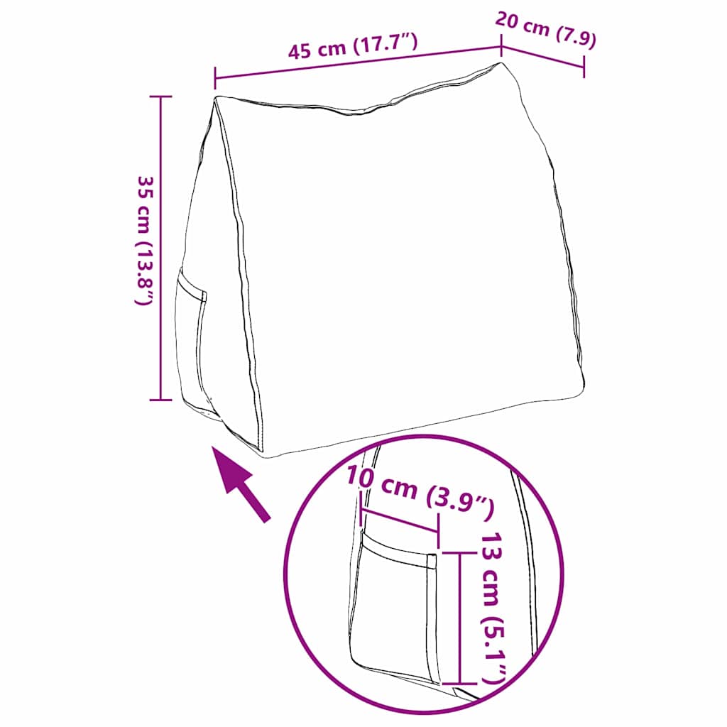 vidaXL Rücken Kissen Hellgrau 45 x 20 x 35 cm Stoff