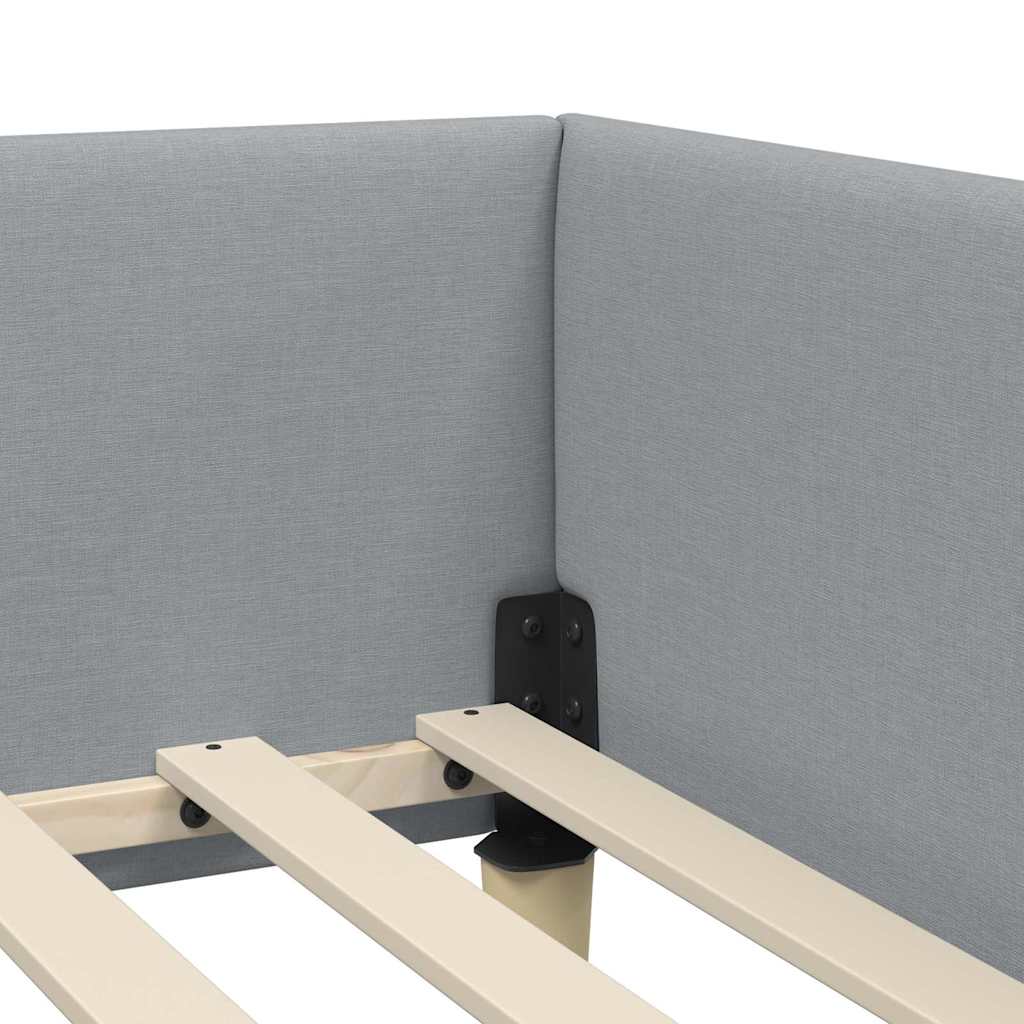vidaXL Eckbettgestell mit Kopfteil Hellgrau 80 x 200 cm Stoff
