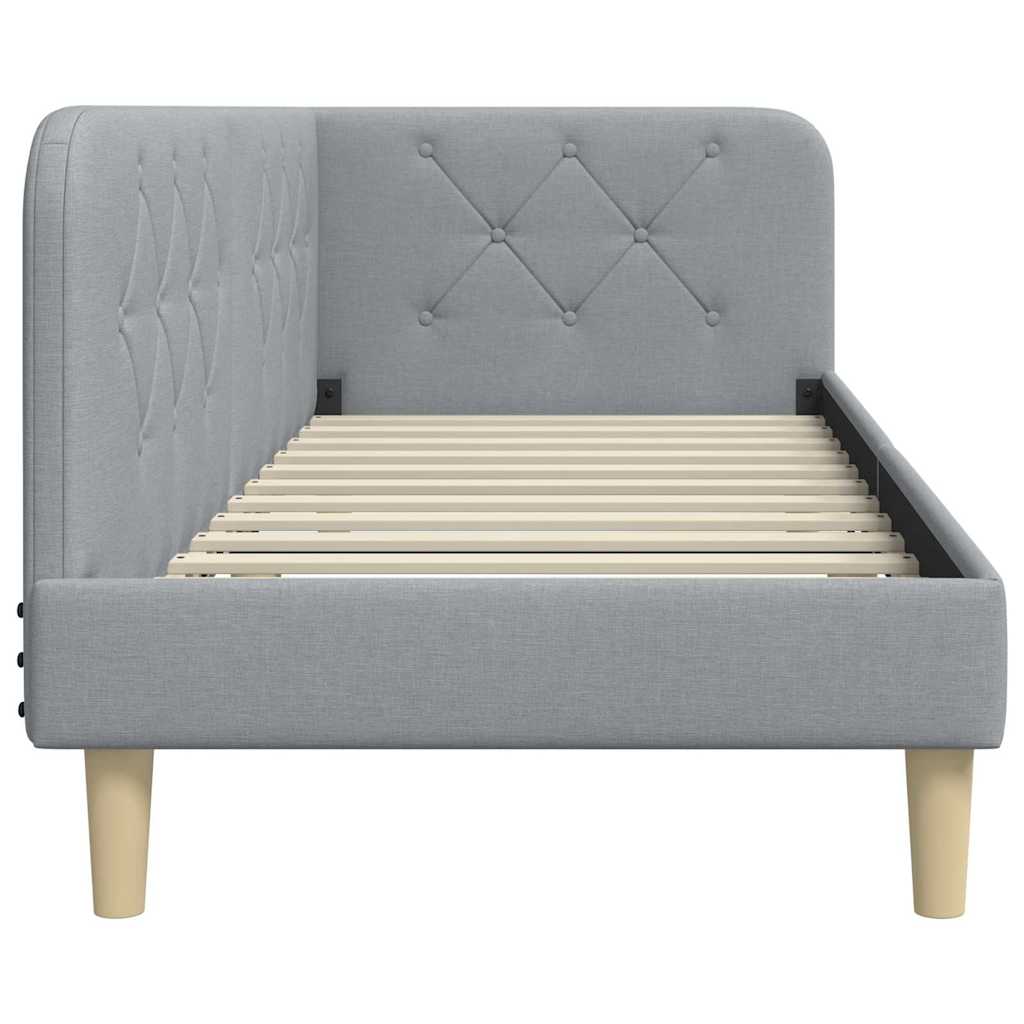 vidaXL Eckbettgestell mit Kopfteil Hellgrau 80 x 200 cm Stoff