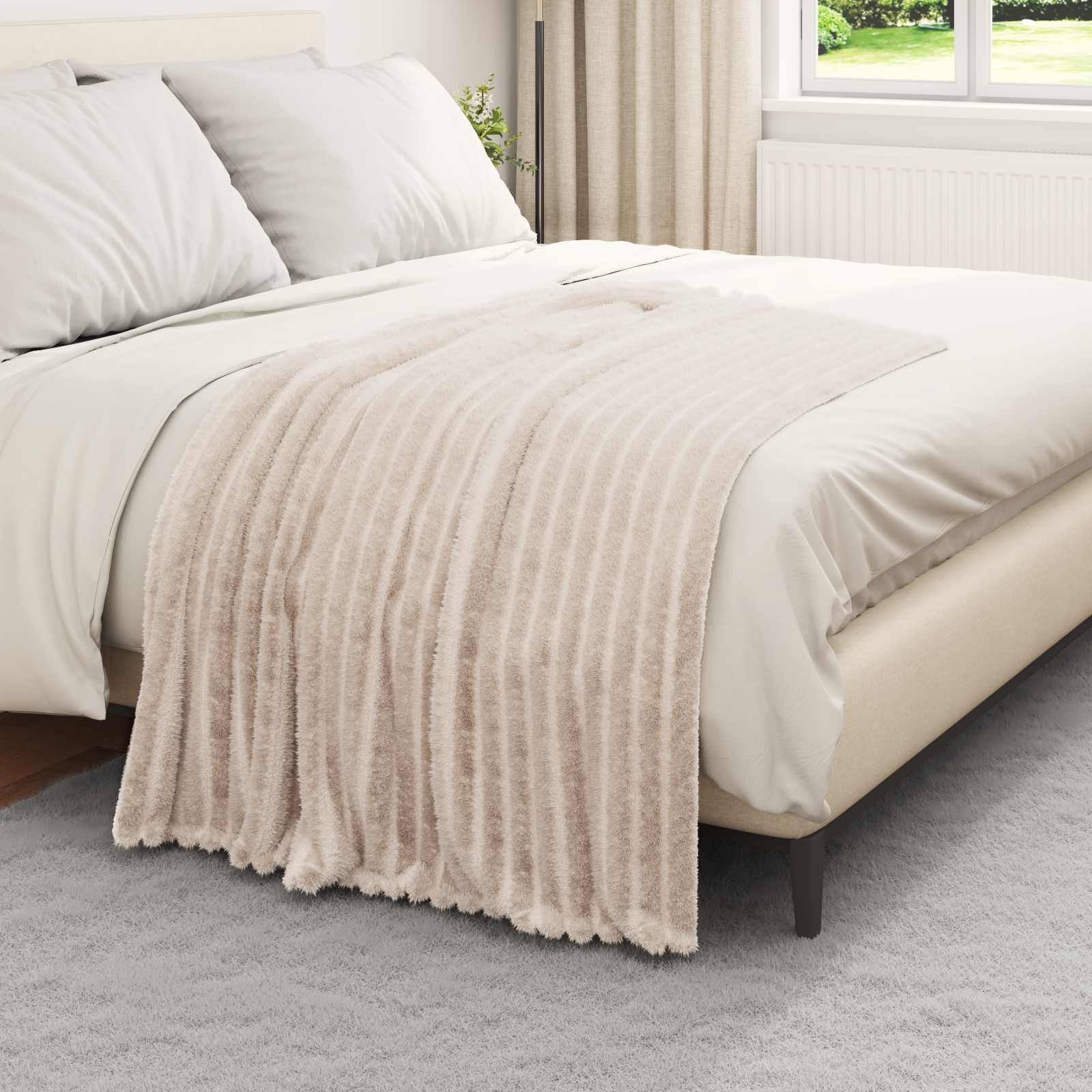 vidaXL Überwurfdecke Beige 150 x 130 cm Fleece