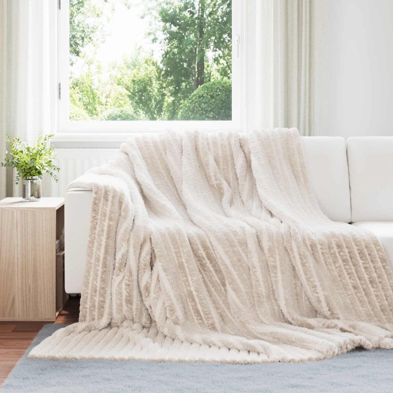 vidaXL Überwurfdecke Beige 150 x 130 cm Fleece