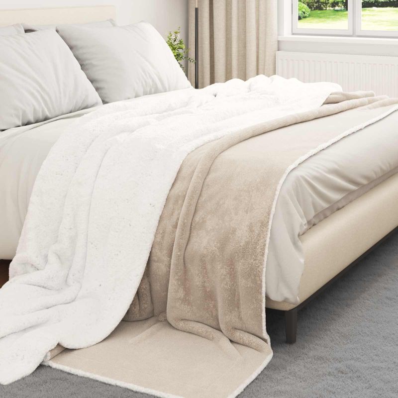 vidaXL Überwurfdecke Beige 130 x 150 cm Fleece