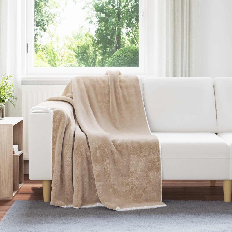 vidaXL Überwurfdecke Beige 130 x 150 cm Fleece