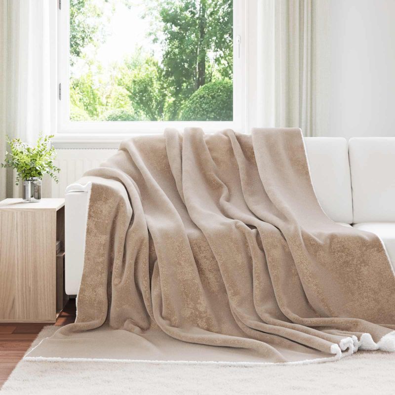 vidaXL Überwurfdecke Beige 130 x 150 cm Fleece