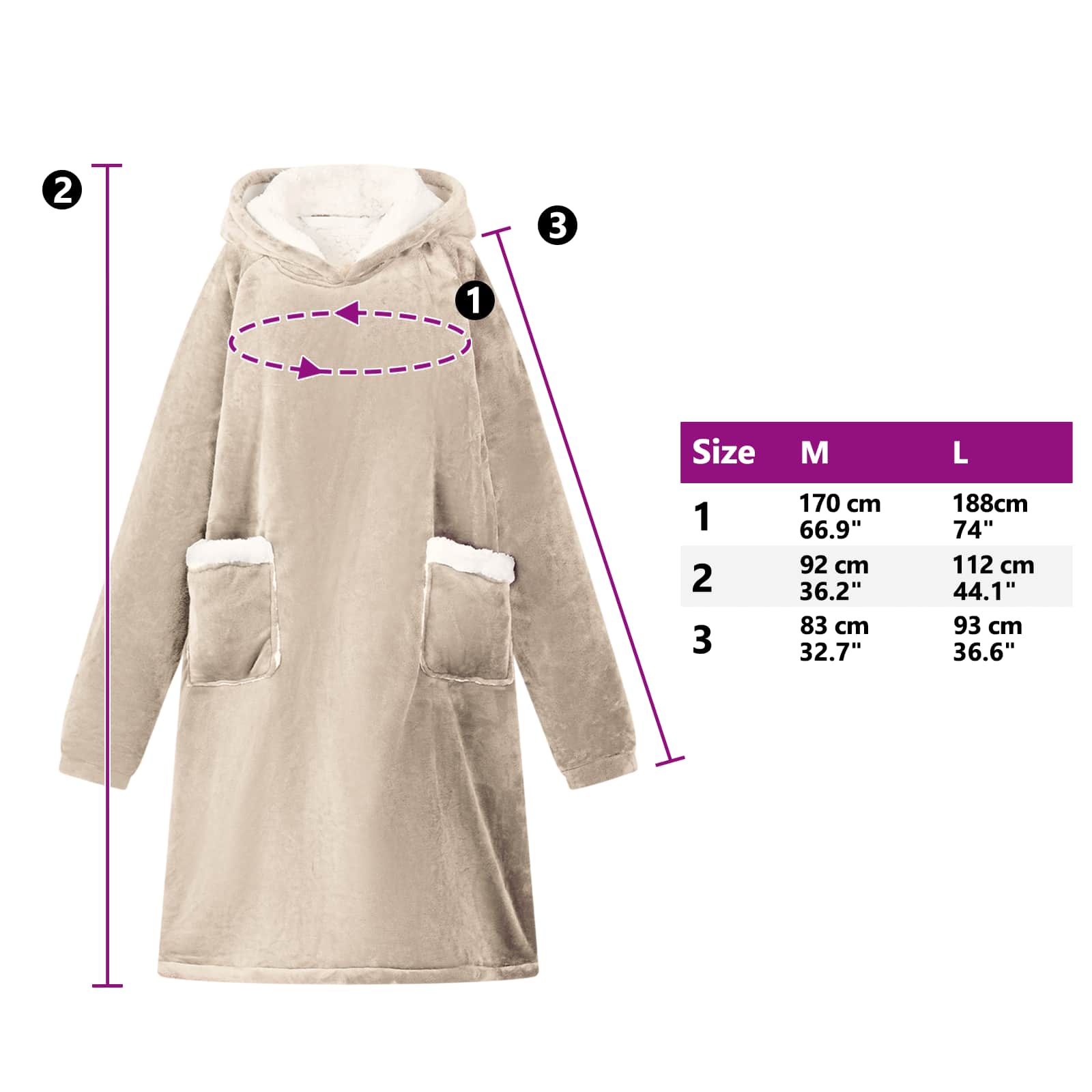 vidaXL Decken-Hoodie Beige S Fleece und Flanell