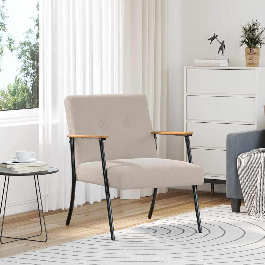 vidaXL Sessel Hellgrau 59 x 75 x 78 cm Lockiger wollähnlicher Stoff