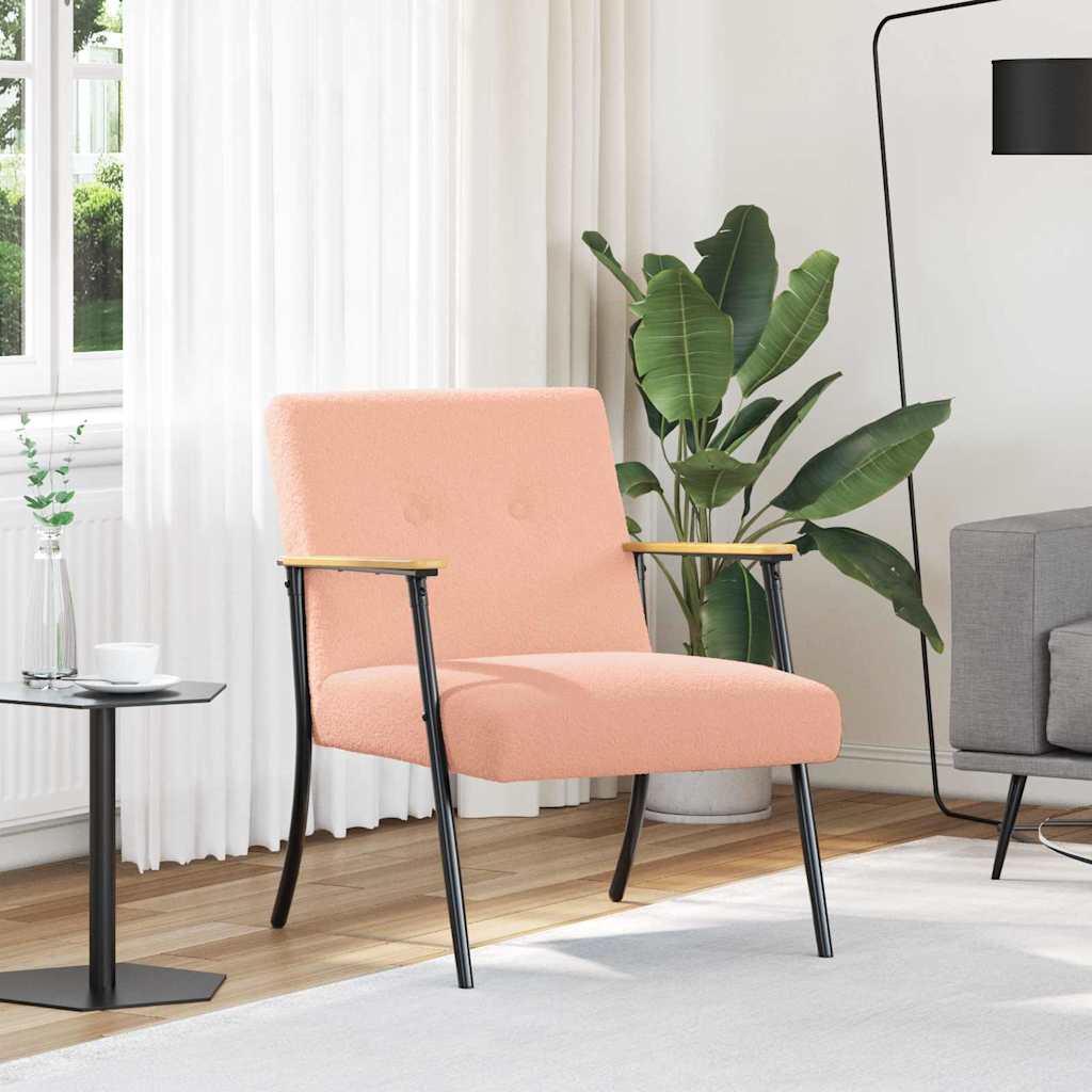 vidaXL Sessel Hellgrau 59 x 75 x 78 cm Lockiger wollähnlicher Stoff