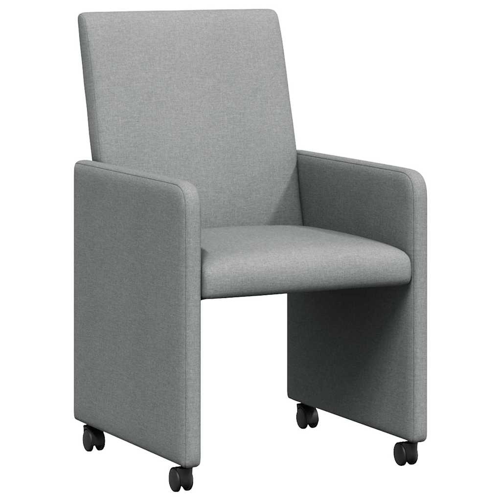 vidaXL Esszimmerstühle mit Rollen 2 pcs Hellgrau 57 x 66 x 94 cm Stoff
