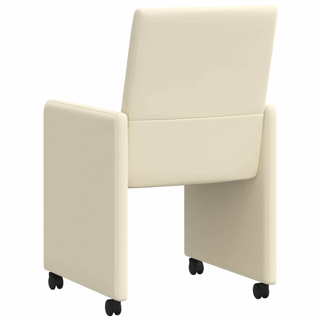 vidaXL Esszimmerstühle mit Rollen 2 pcs Creme 57 x 66 x 94 cm