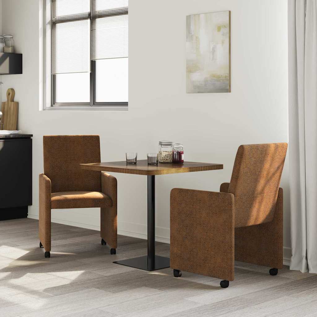vidaXL Esszimmerstühle mit Rollen 2 pcs Braun 57 x 66 x 94 cm