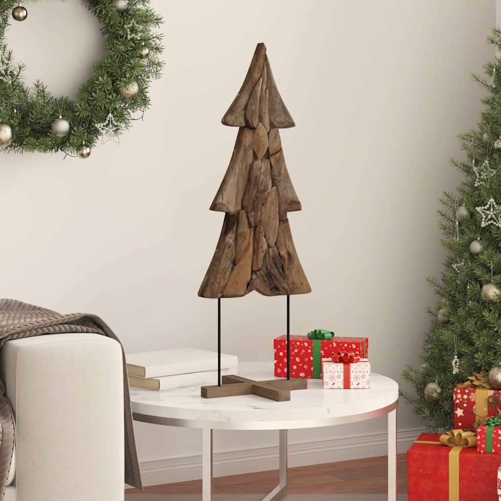 vidaXL Weihnachtsbaum mit Ständer Braun 90 cm Massivholz Teak