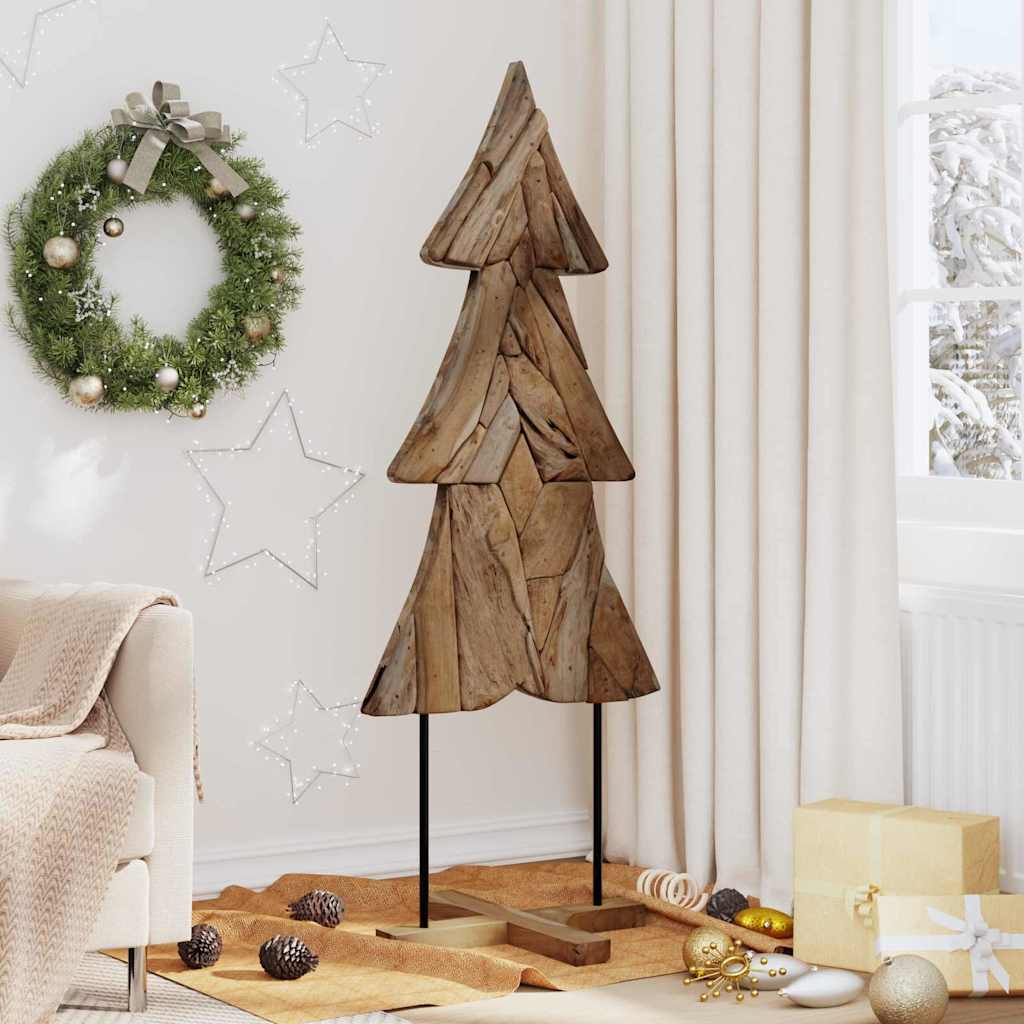vidaXL Weihnachtsbaum mit Ständer Braun 90 cm Massivholz Teak