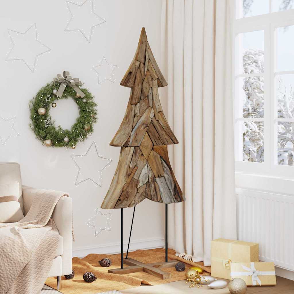 vidaXL Weihnachtsbaum mit Ständer Braun 90 cm Massivholz Teak