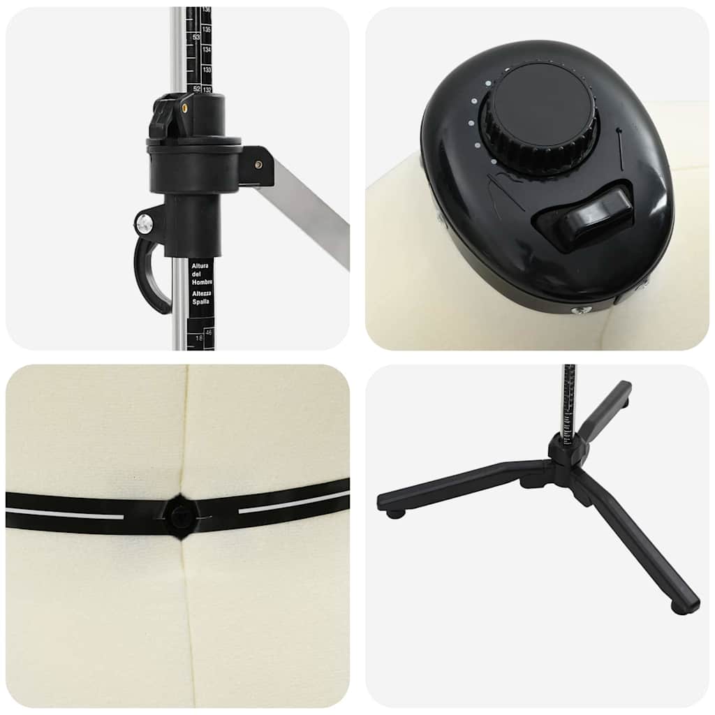 vidaXL Verstellbare Kleiderform für Damen Creme S Samt