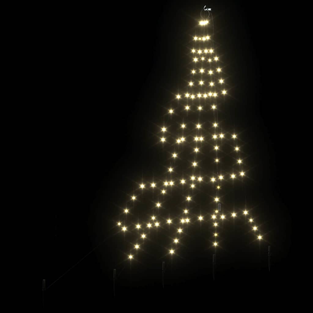 vidaXL LED Weihnachtsbaum mit Erdspießen Warmes Weiß 182 cm Metall