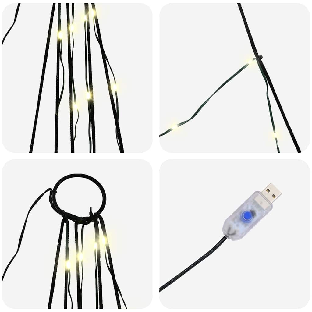 vidaXL LED Weihnachtsbaum mit Erdspießen Warmes Weiß 182 cm Metall