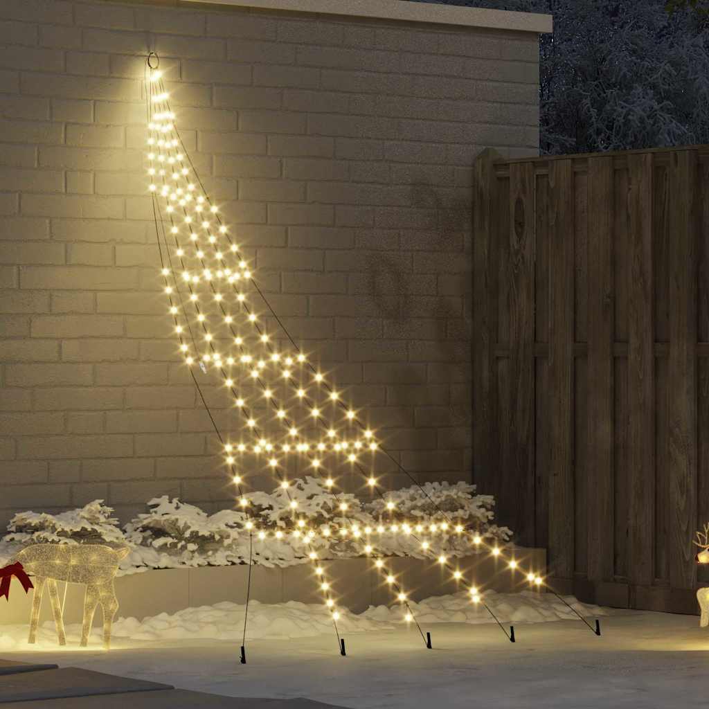 vidaXL LED Weihnachtsbaum mit Erdspießen Warmes Weiß 182 cm Metall