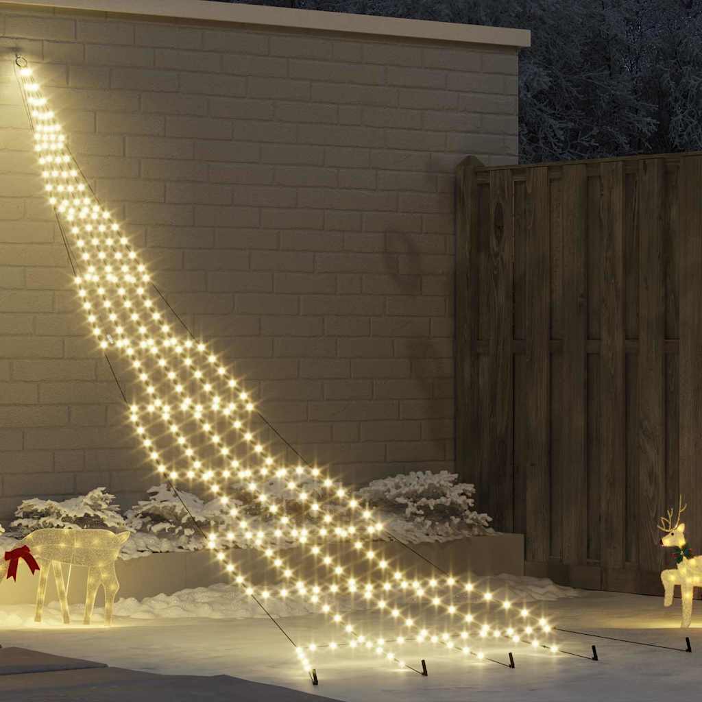 vidaXL LED Weihnachtsbaum mit Erdspießen Warmes Weiß 182 cm Metall