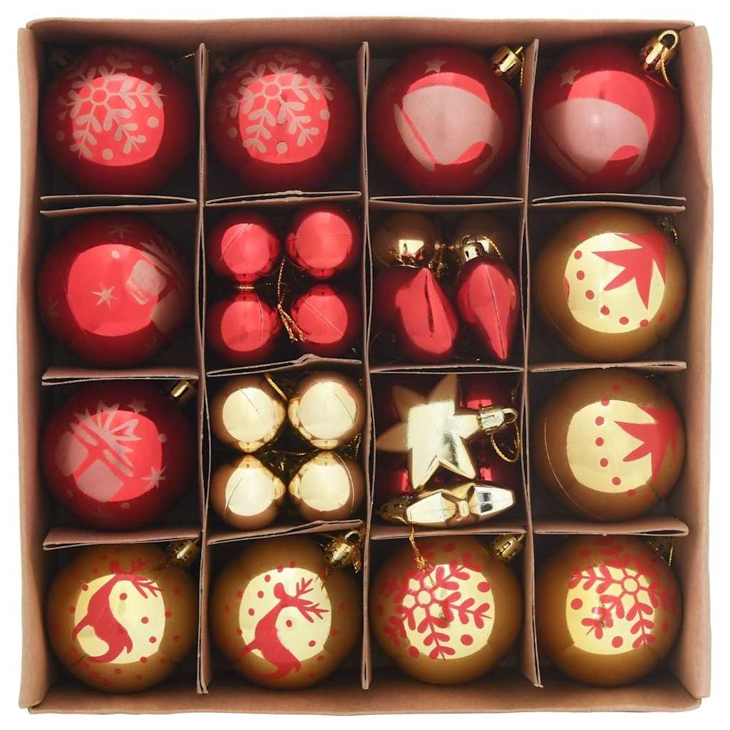 vidaXL Weihnachtskugel-Set 40 pcs Gold und Rot Kunststoff
