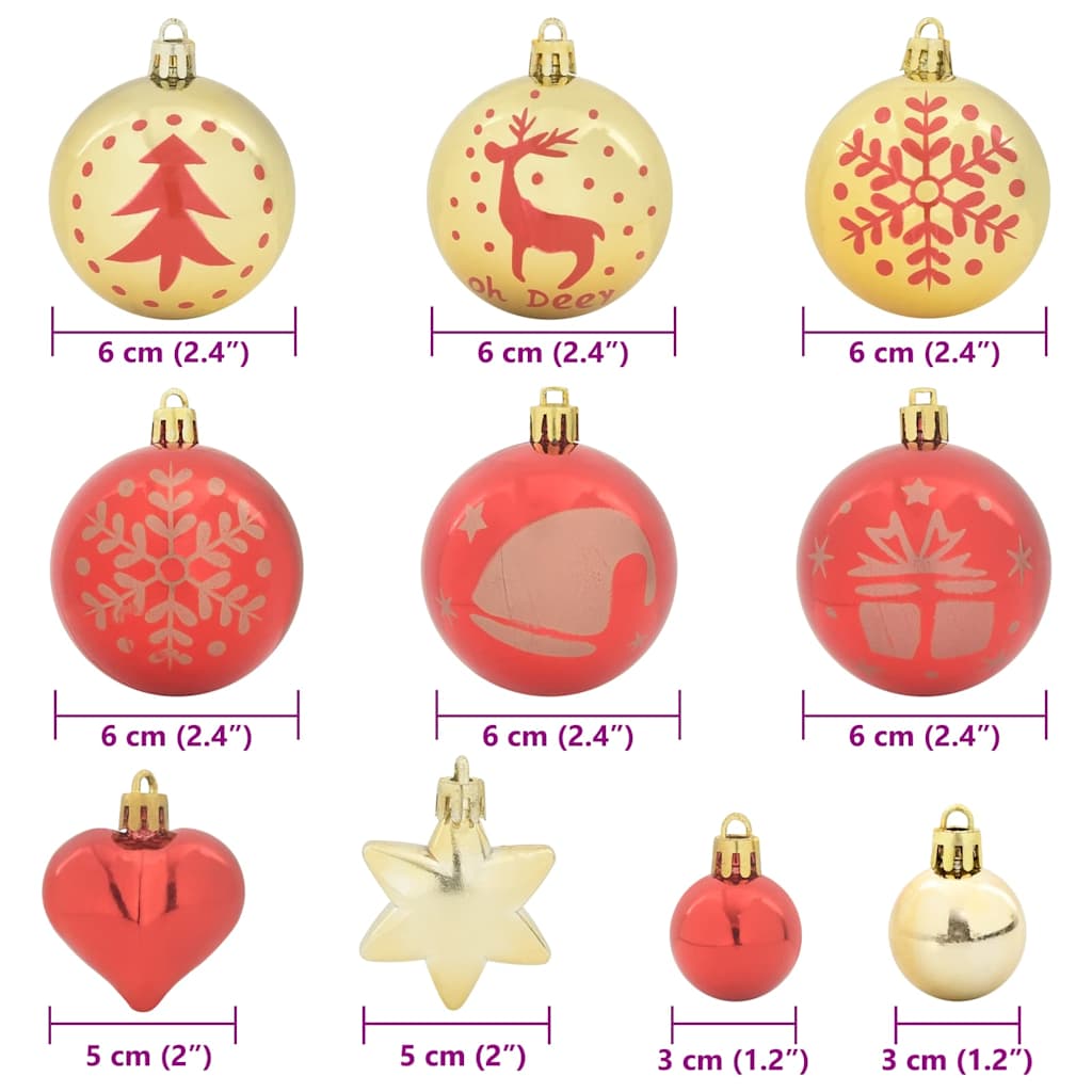 vidaXL Weihnachtskugel-Set 40 pcs Gold und Rot Kunststoff