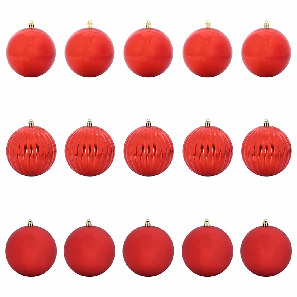 vidaXL Weihnachtsbaumkugel Set XL 15 pcs Rot Kunststoff