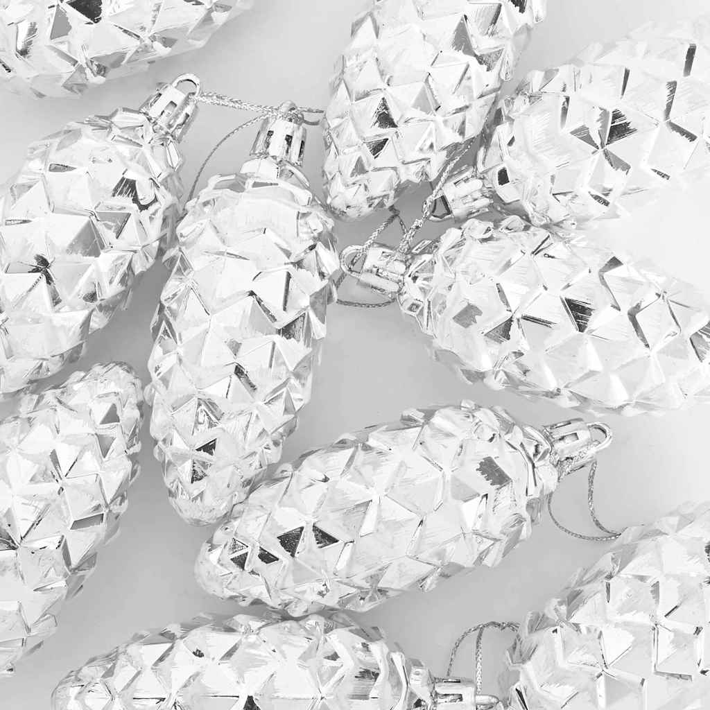 vidaXL Christmas Pine Cone Ball 40 pcs Silber Kunststoff