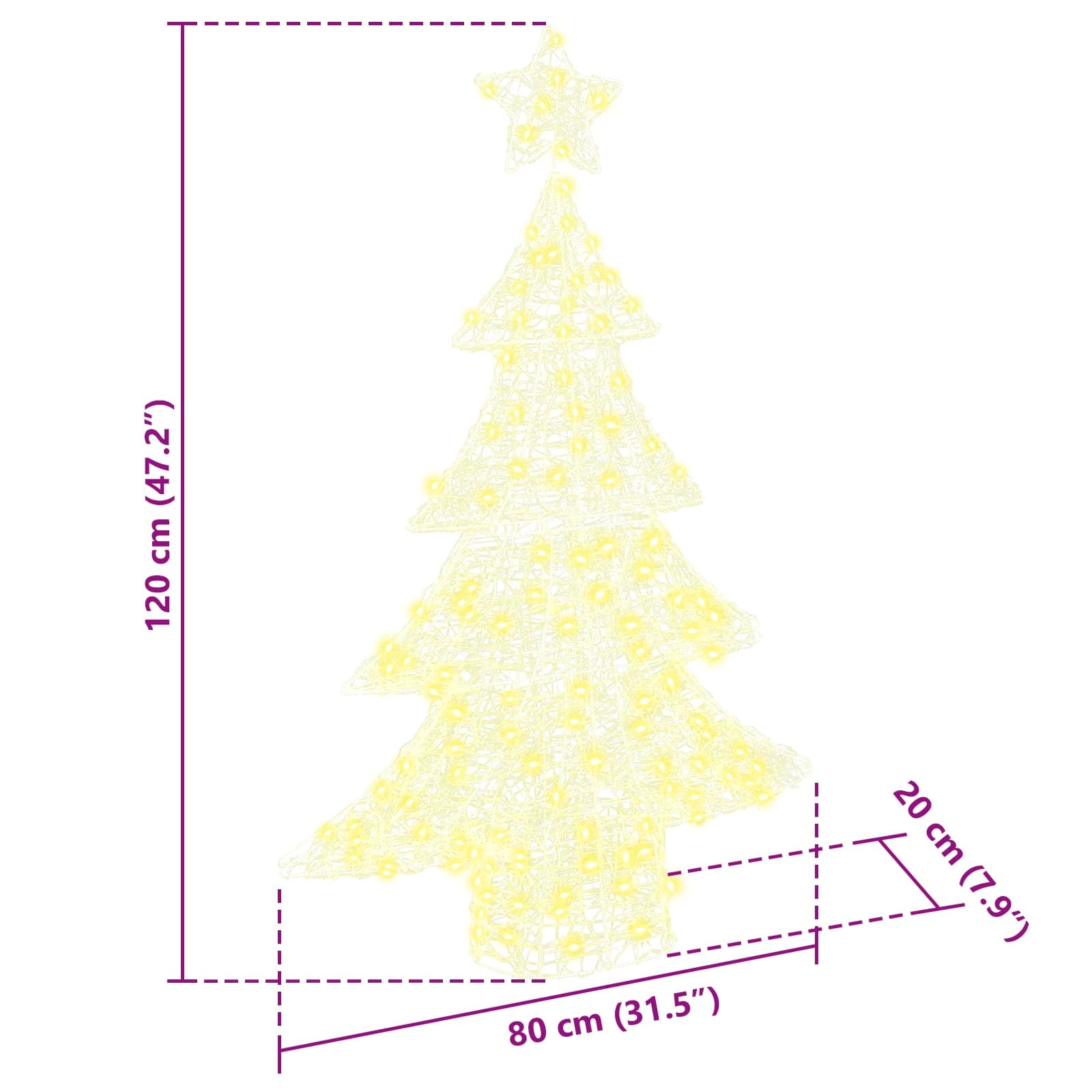 vidaXL Weihnachtsbaum mit 100 LEDs Warmweiß 120 cm Acryl