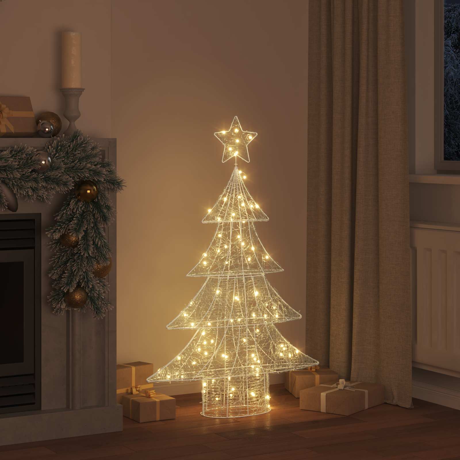 vidaXL Weihnachtsbaum mit 100 LEDs Warmweiß 120 cm Acryl
