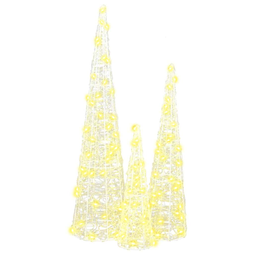 vidaXL Weihnachtsbaum mit 90 LEDs 3 pcs Warmweiß 20 x 20 x 80 cm Acryl