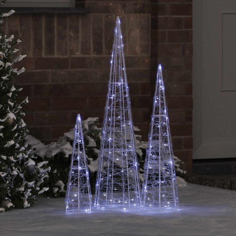 vidaXL Weihnachtsbaum mit 90 LEDs 3 pcs Warmweiß 20 x 20 x 80 cm Acryl