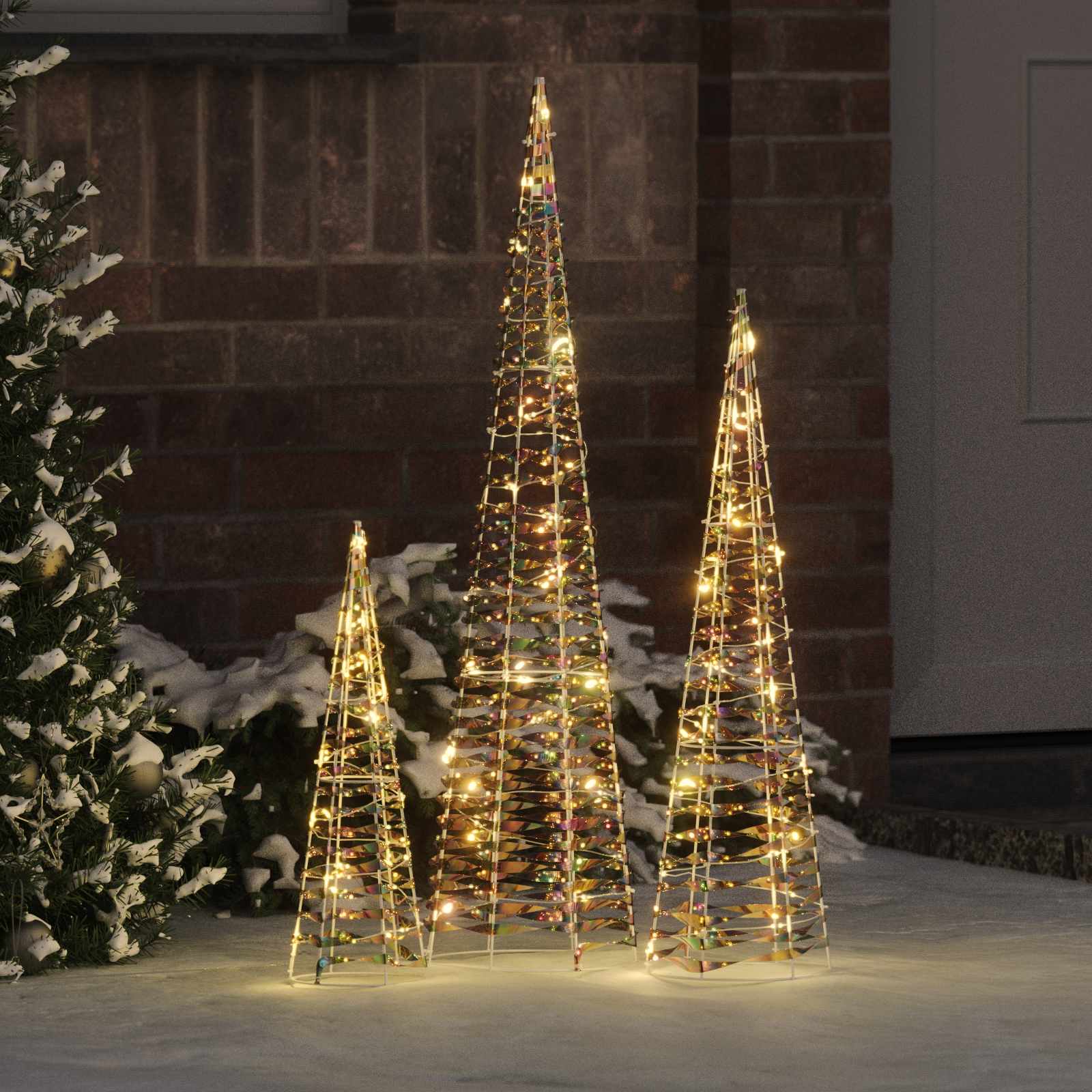 vidaXL Weihnachtsbaum mit 90 LEDs 3 pcs Warmweiß 20 x 20 x 80 cm PET