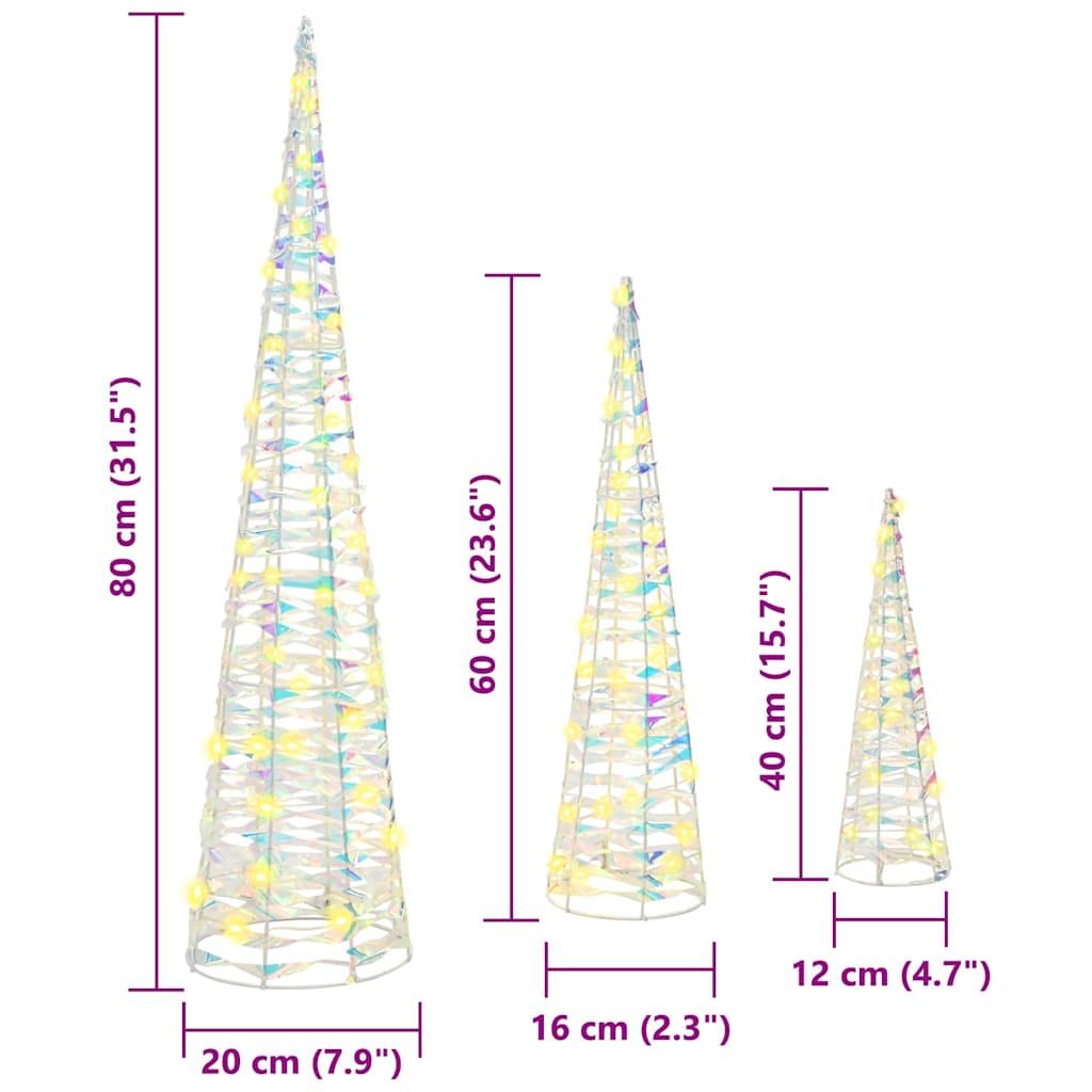 vidaXL Weihnachtsbaum mit 90 LEDs 3 pcs Warmweiß 20 x 20 x 80 cm PET