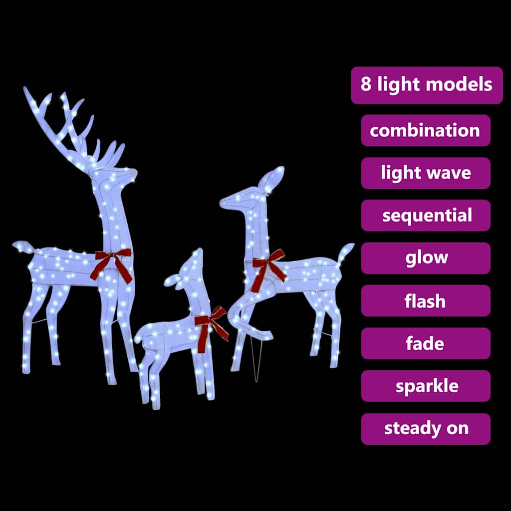 vidaXL Rentierfamilie 3 pcs Kaltweiß 68 x 26 x 127 cm Stoff