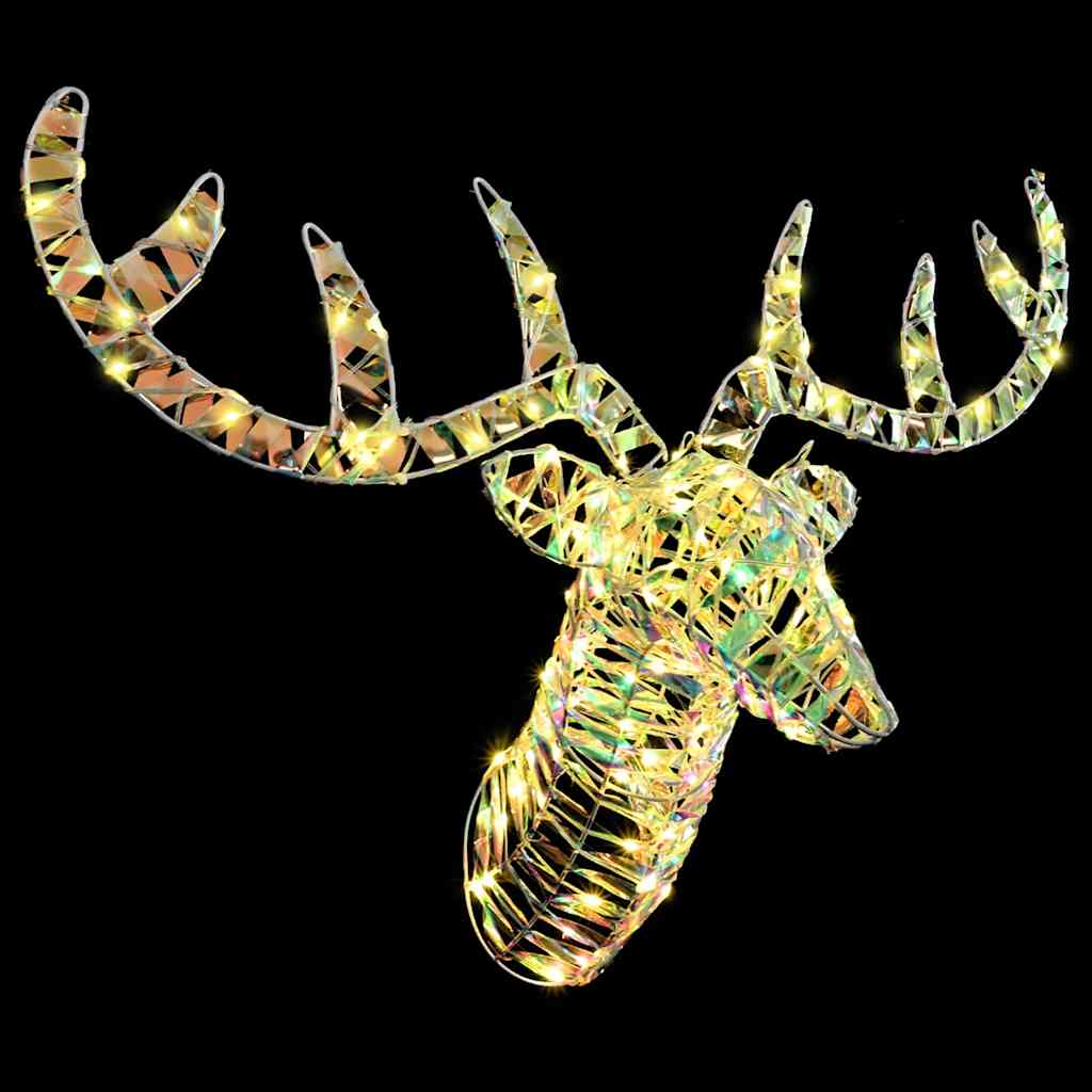 vidaXL Rentier Zieh Schlitten Warmweiß 68 x 36,5 x 62,5 cm PET