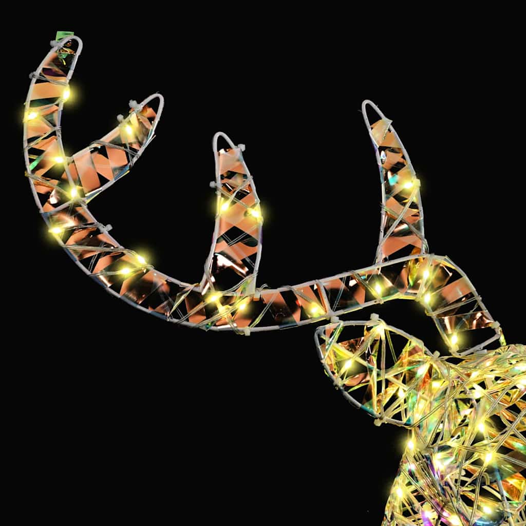 vidaXL Rentier Zieh Schlitten Warmweiß 68 x 36,5 x 62,5 cm PET