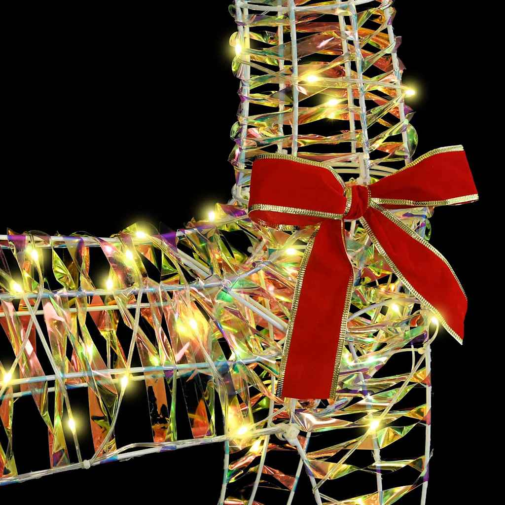 vidaXL Rentier Zieh Schlitten Warmweiß 70 x 26 x 129 cm PET