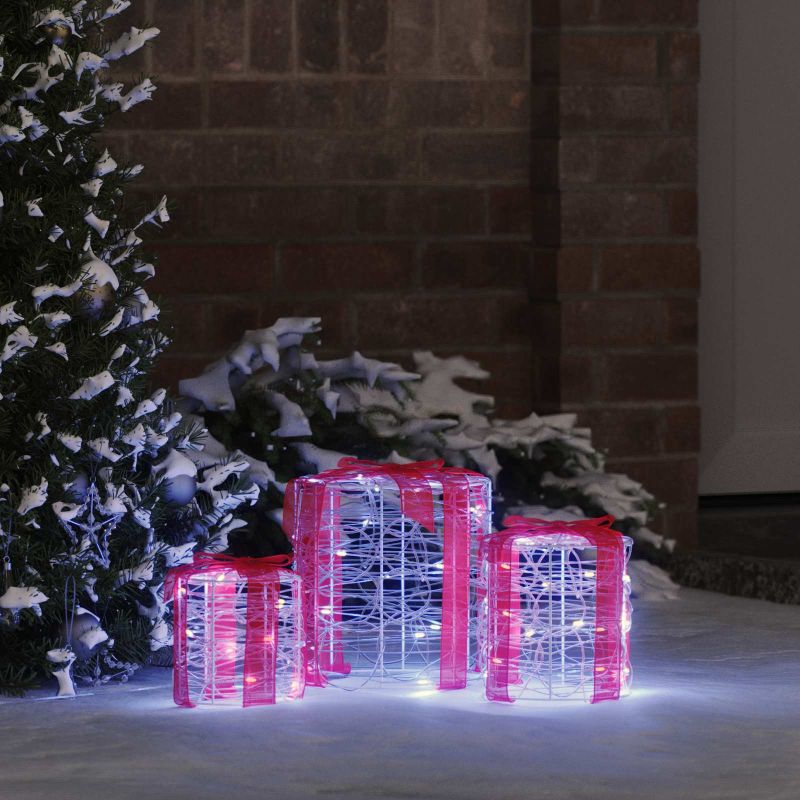 vidaXL Geschenkbox Dekoration 3 pcs Warmweiß 20 x 20 x 21 cm Acryl