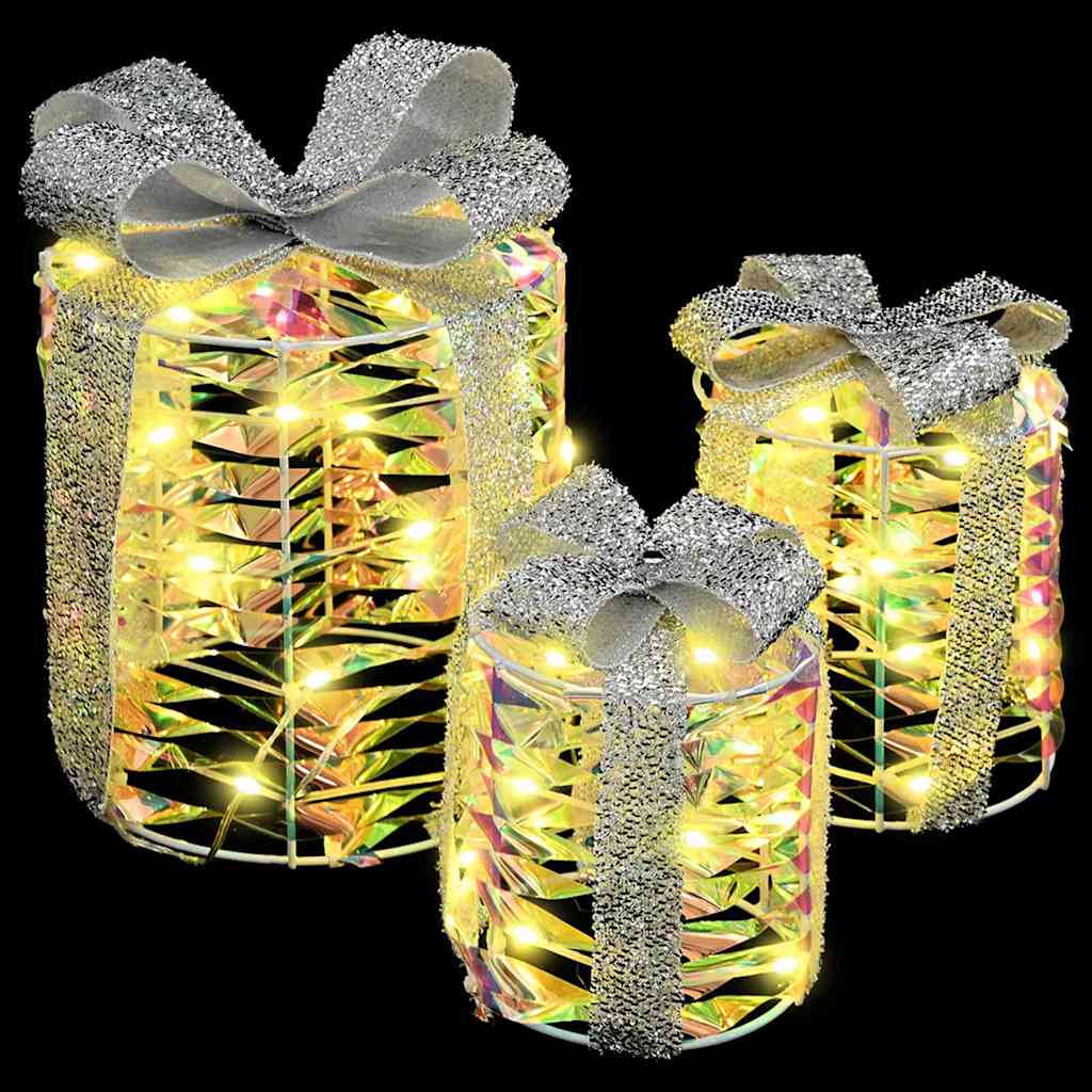 vidaXL Geschenkbox Dekoration 3 pcs Warmweiß 20 x 20 x 20 cm PET