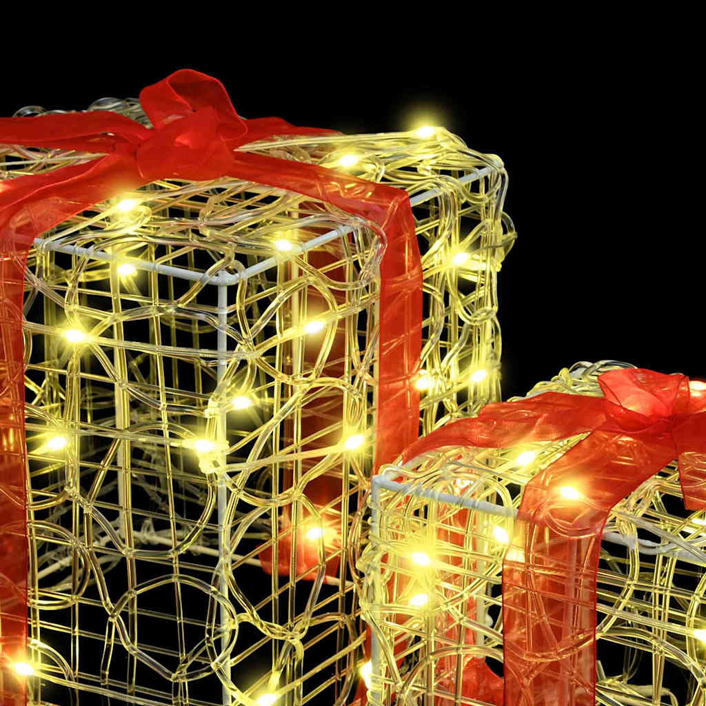 vidaXL Geschenkbox mit 60 LEDs 3 pcs Warmweiß 20 x 20 x 20 cm Acryl